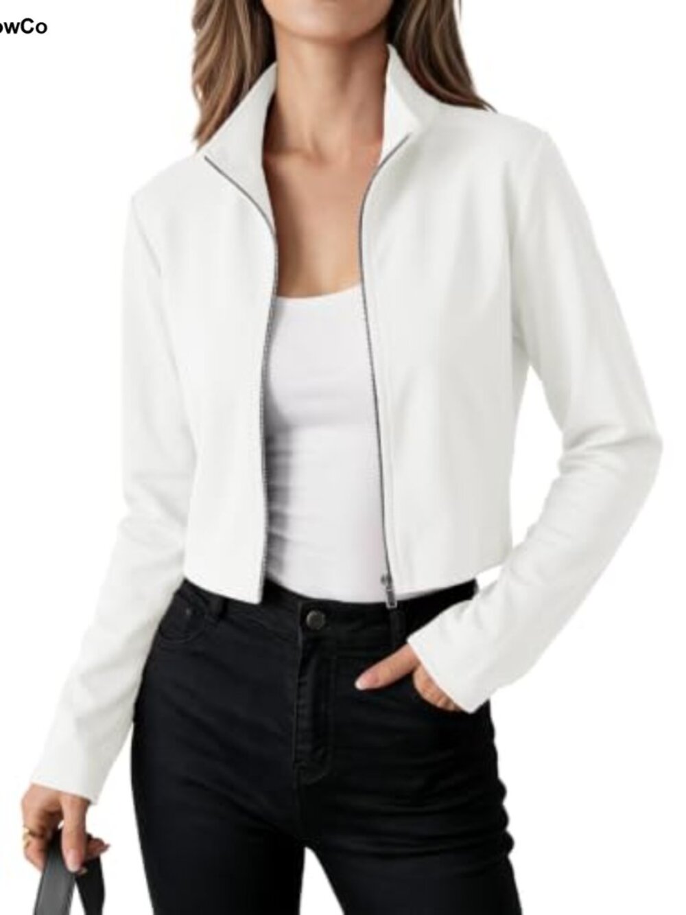 Cropped Full Zip Athletic Jacket Slim Fit Women's